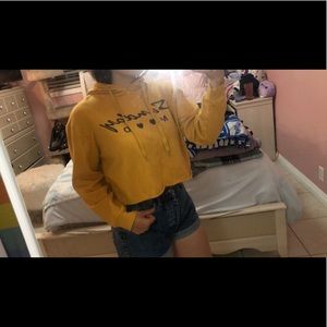 Yellow cropped hoodie
